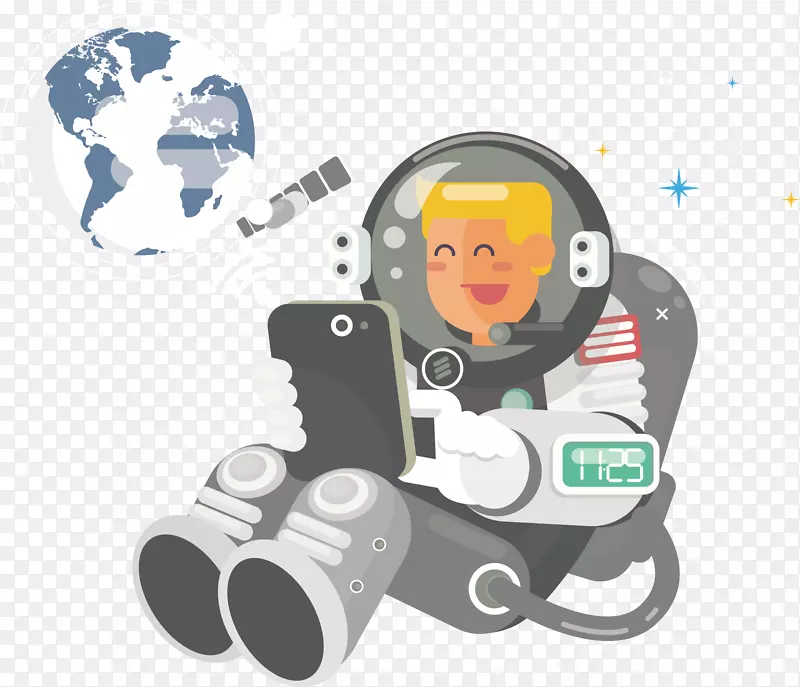 矢量图玩平板的宇航员