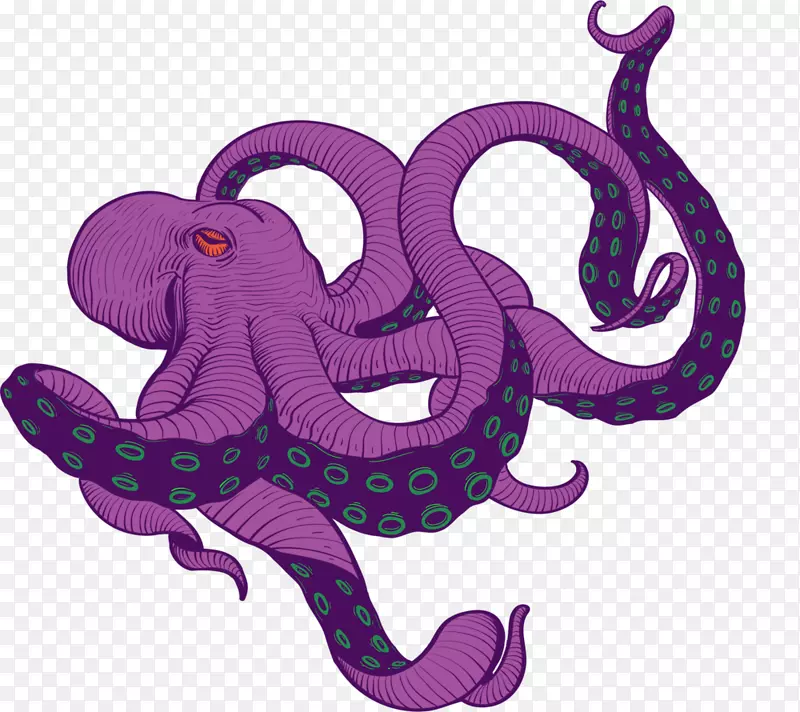 紫色卡通章鱼抠图