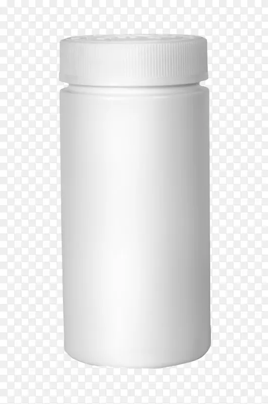 纯白色塑料反光的广口瓶实物