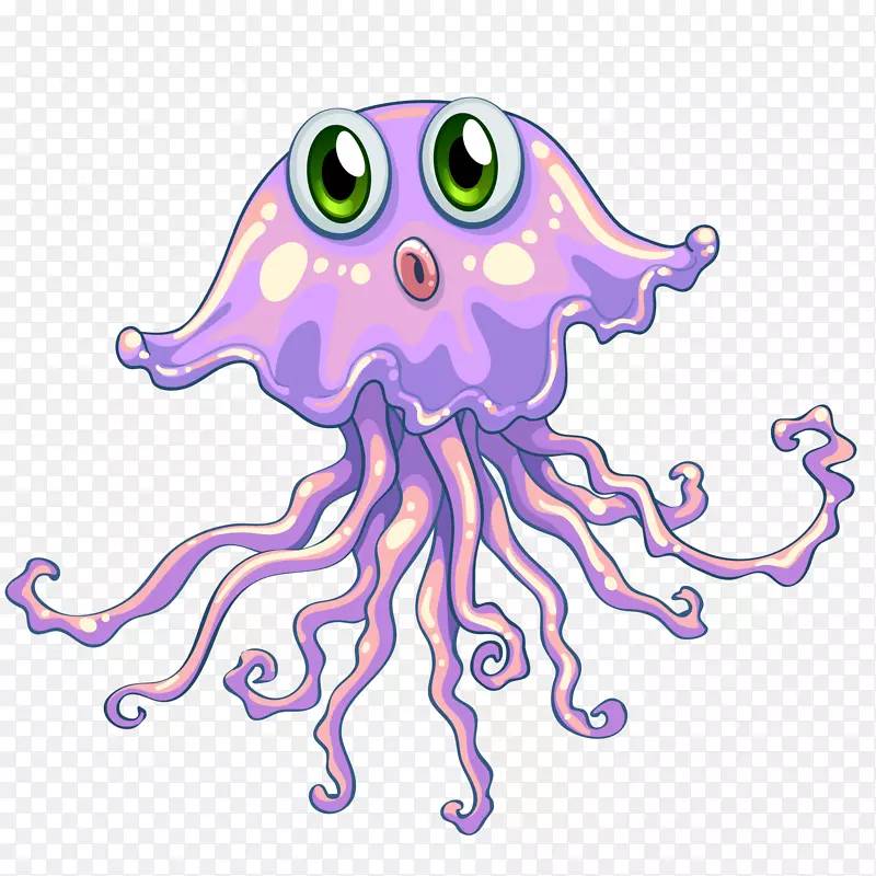 卡通紫色的章鱼设计