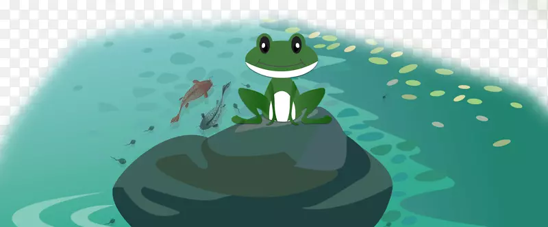手绘池塘青蛙素材