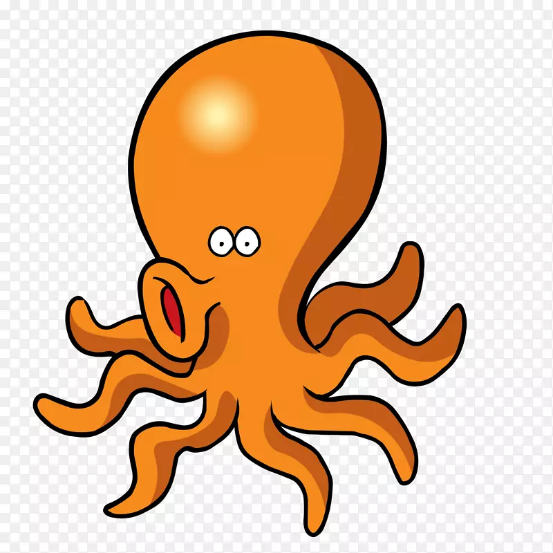 手绘橙色的章鱼设计