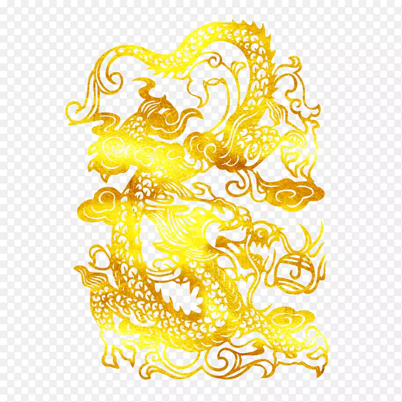 中国风一条金龙喷着金珠免抠图