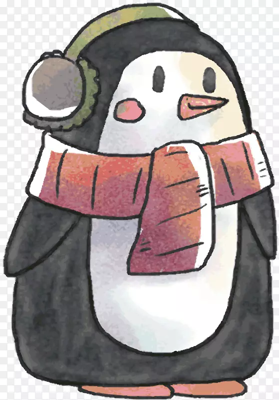 手绘水彩企鹅