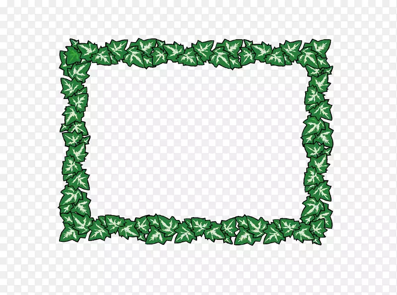 矢量卡通扁平化长方形绿植文本框