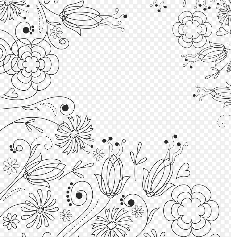 矢量素描花纹