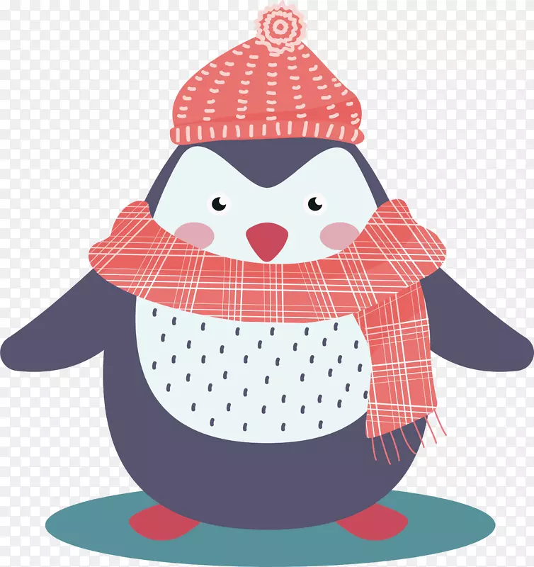 胖嘟嘟的可爱冬天企鹅