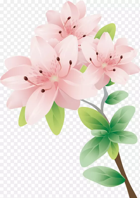 卡通粉色矢量花朵图