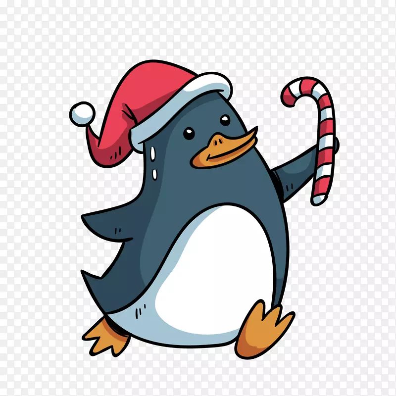 可爱圣诞企鹅矢量图
