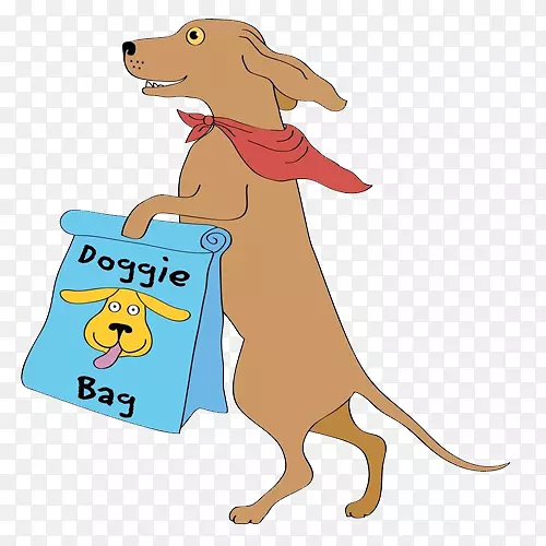 手绘卡通狗狗和袋子装饰海报设计