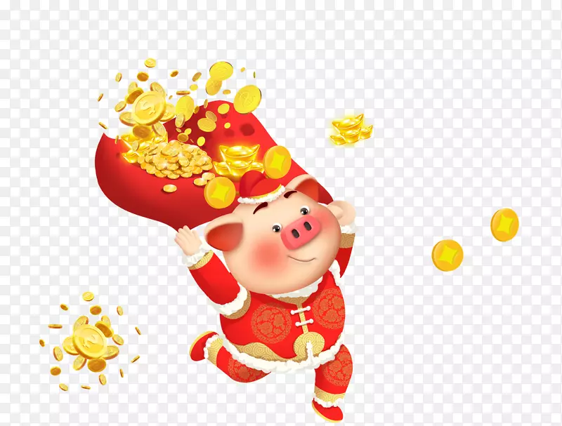 2019金猪送福红色猪年新年喜庆