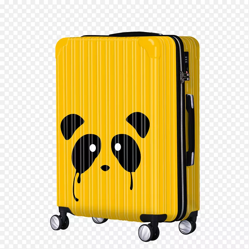 黄色可爱表情拉杆登机箱