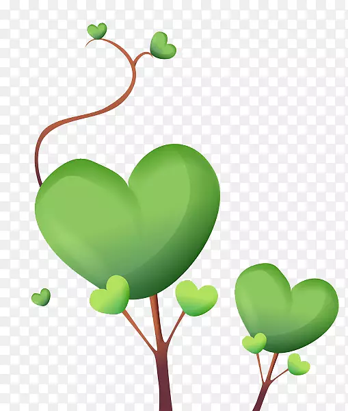 免抠绿色爱心树木