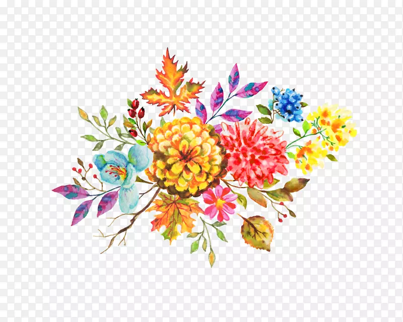 手绘水彩小清新花朵免抠图
