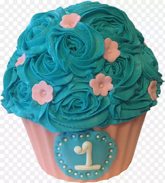 蓝色奶油玫瑰花蛋糕