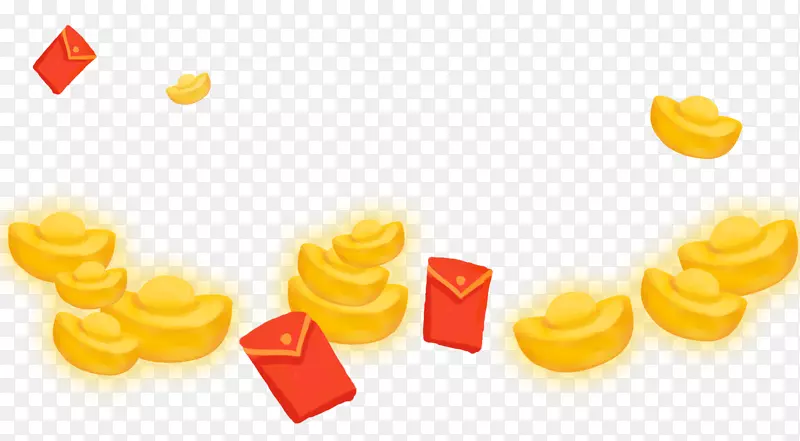 新年装饰手绘金元宝红包素材
