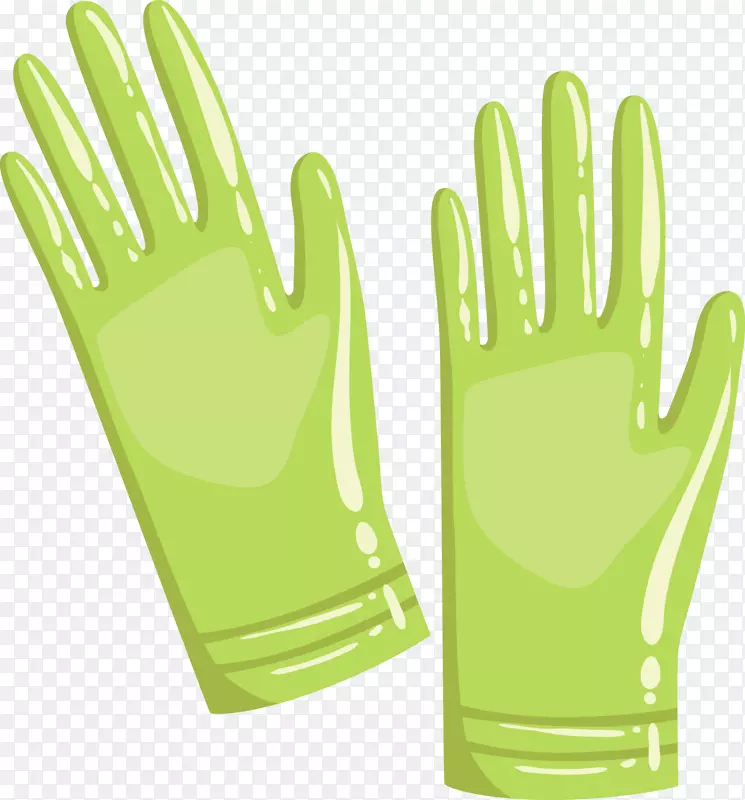 一双手矢量绿色手套