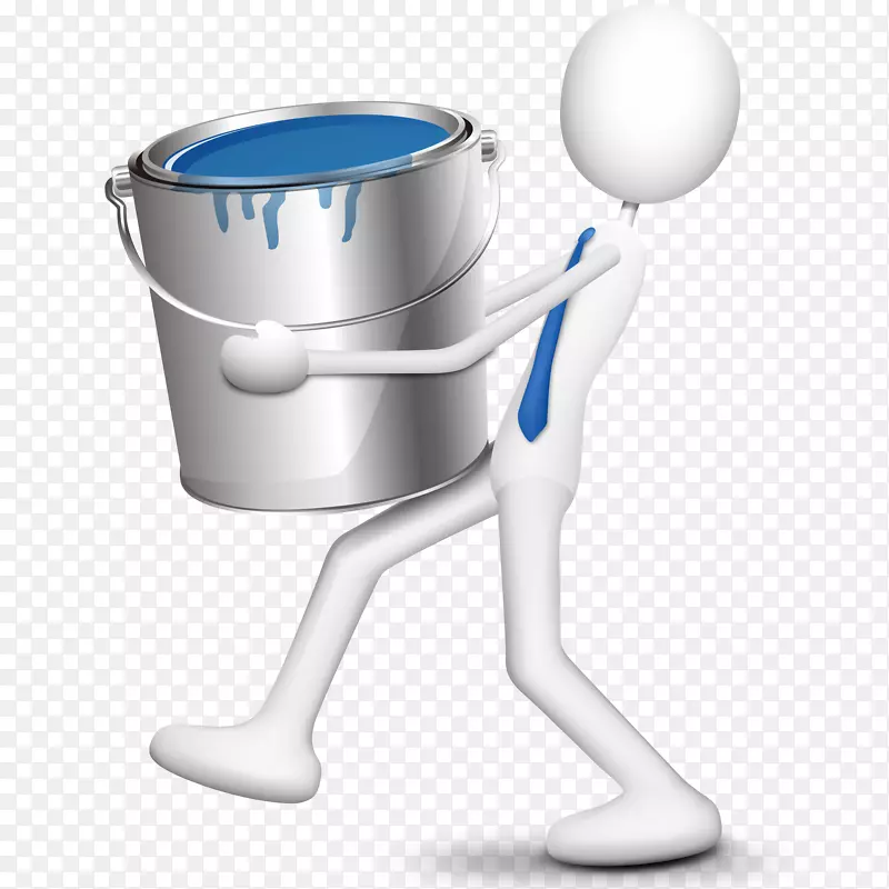 卡通3D立体小人抱着油桶