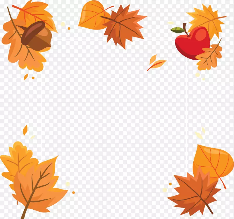 秋季落叶苹果边框