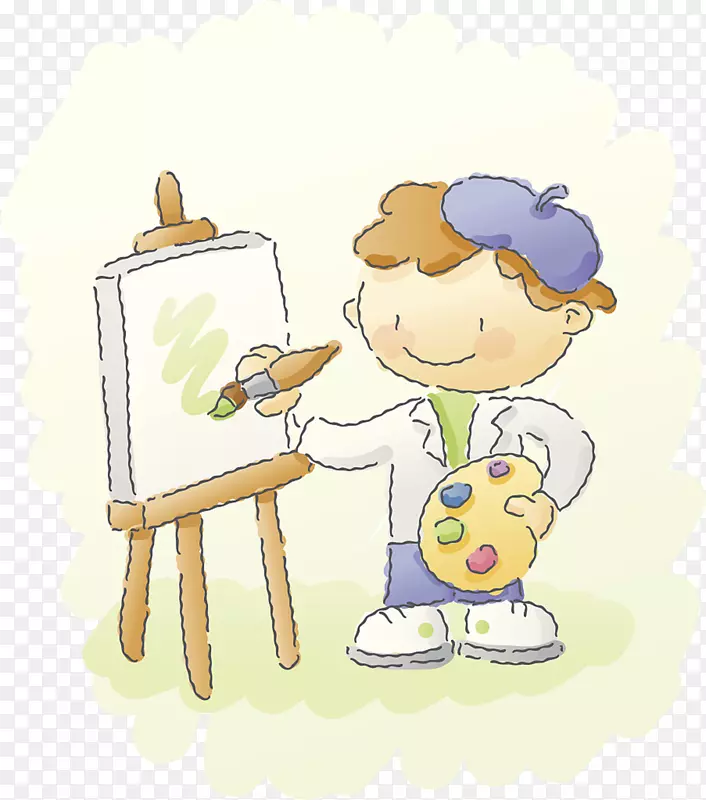 卡通男孩画架