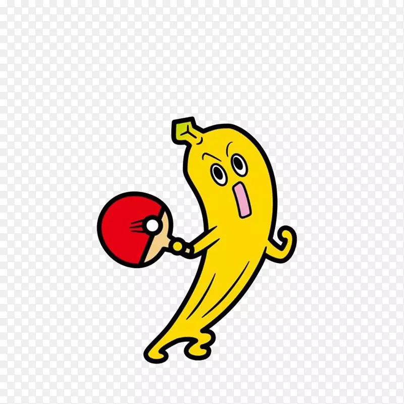 卡通接球的乒乓香蕉选手素材