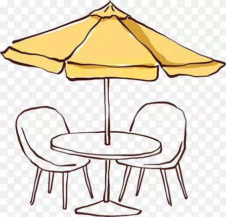 卡通海报沙滩手绘太阳伞座椅