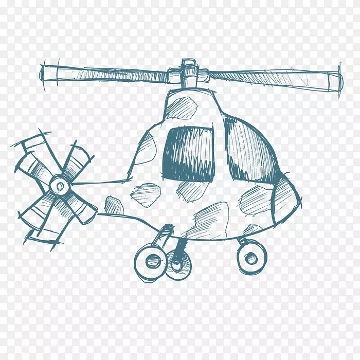 手绘直升机