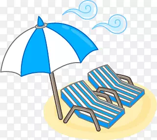 夏日手绘卡通沙滩太阳伞座椅
