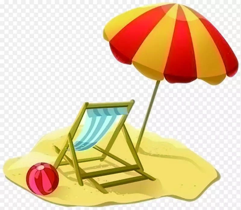 摄影手绘沙滩座椅太阳伞