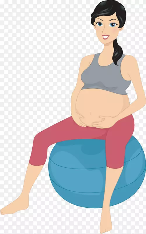 孕妇瑜伽手绘装饰PNG