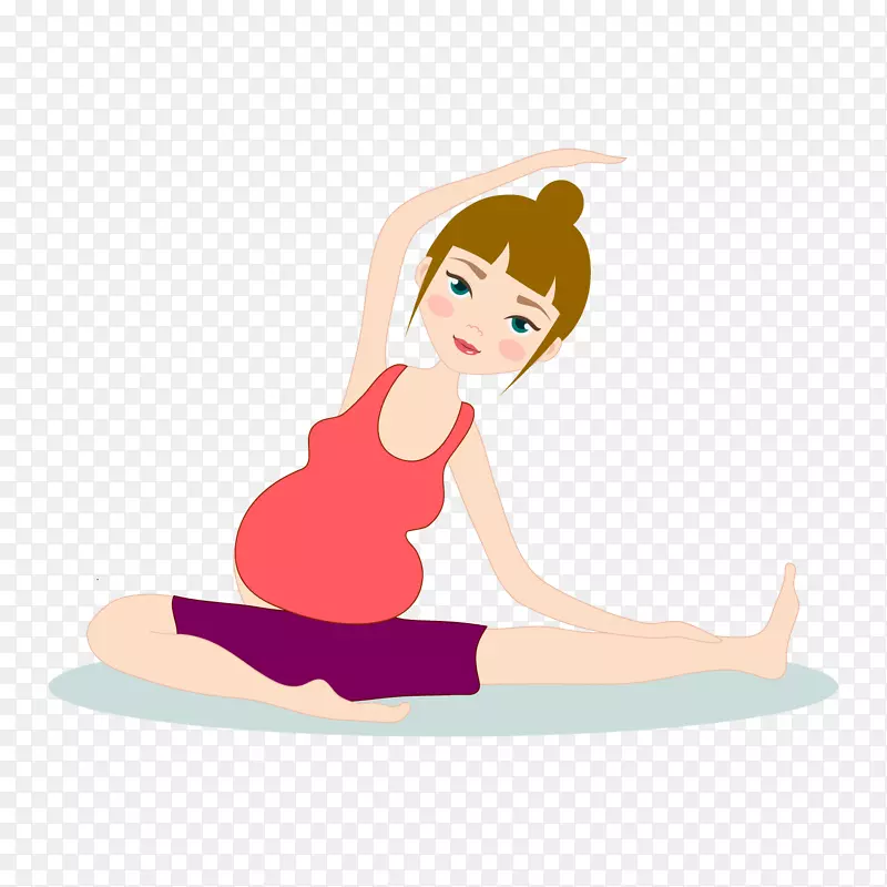 卡通孕妇瑜伽矢量图