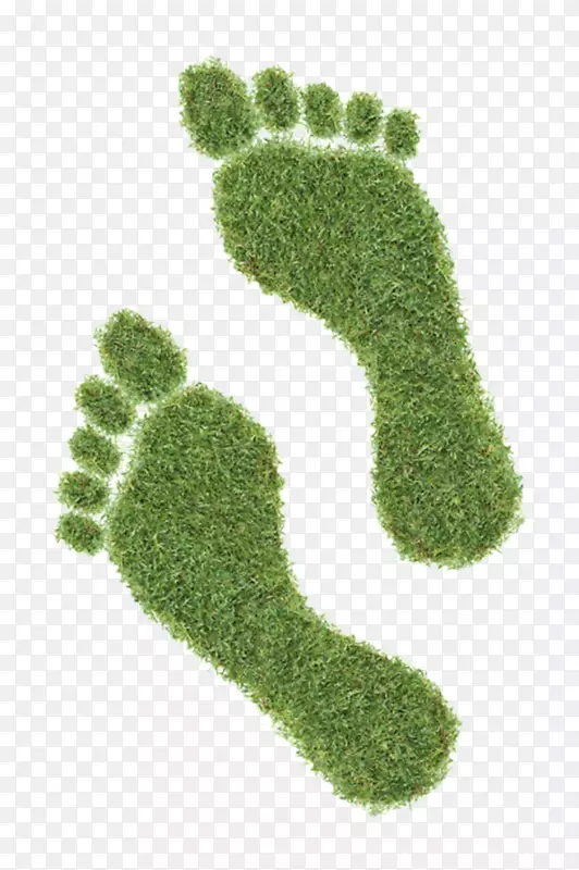 绿色小草组成的人类脚印素材