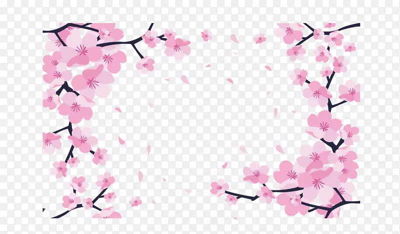 粉红色浪漫桃花边框
