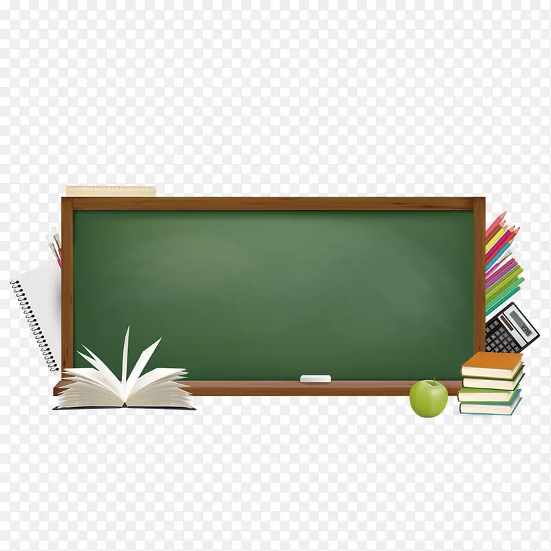 手绘卡通新学期黑板书籍图案