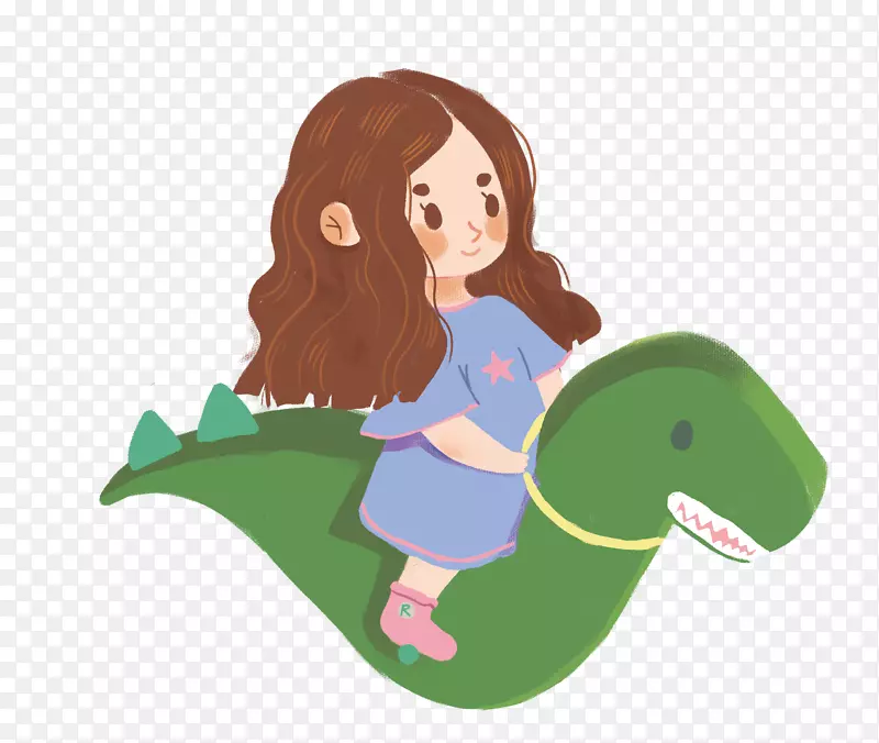 小女孩骑木马免抠图