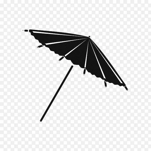 黑色手绘扁平油纸伞