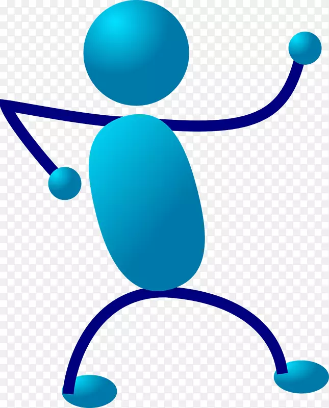 卡通简笔画蓝色小人Png