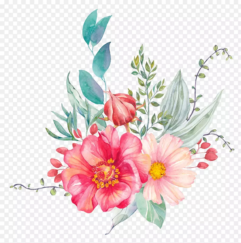 手绘的水彩花素材