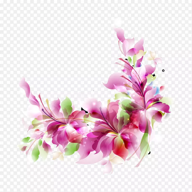 炫彩花朵花纹装饰矢量素材