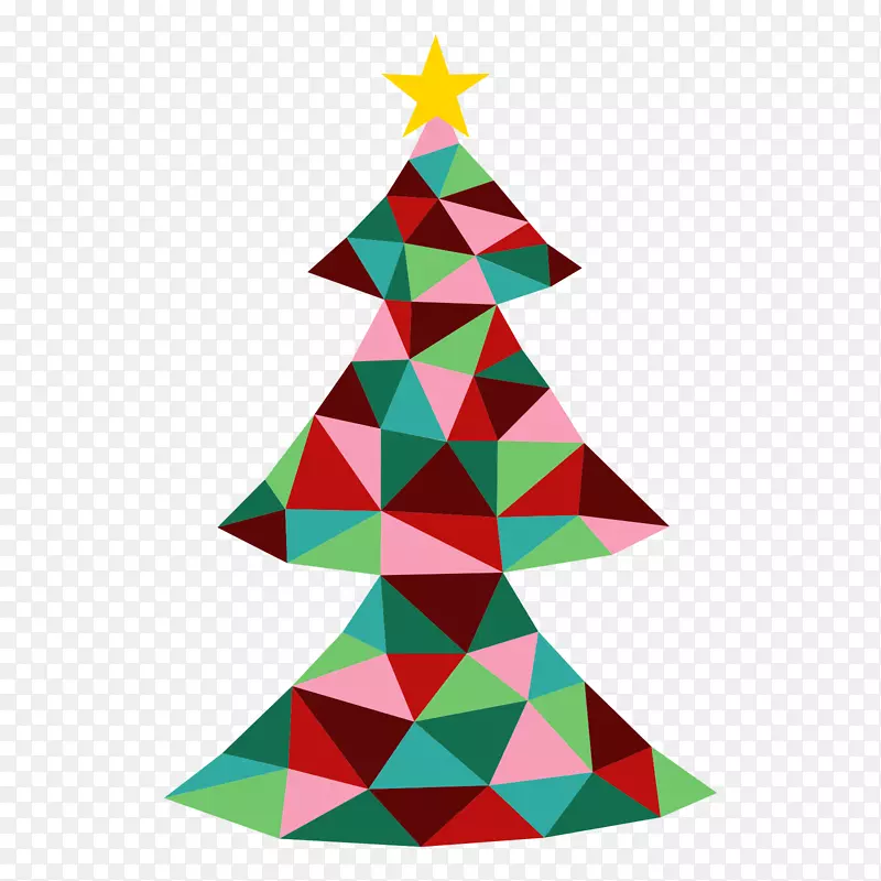 三角形拼接圣诞树背景