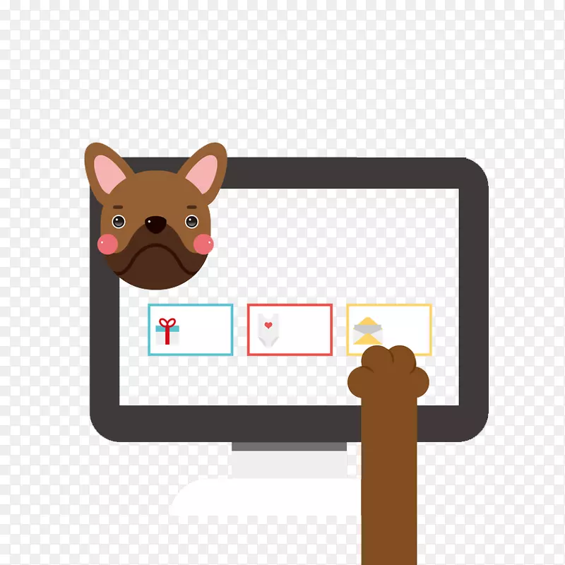 卡通玩电脑的小狗免抠图