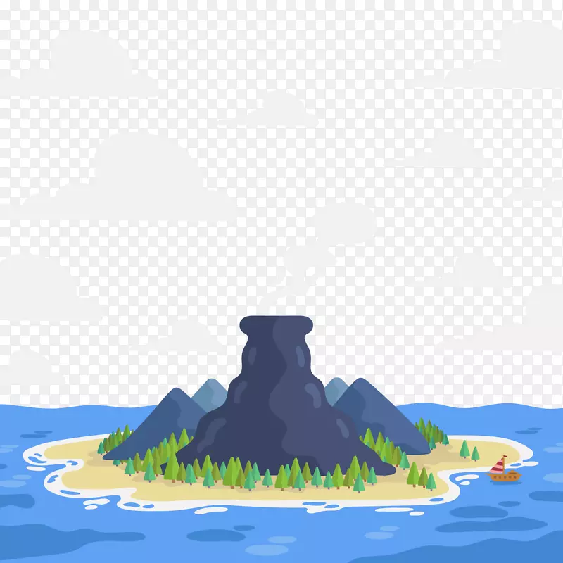 海岛火山风景矢量图