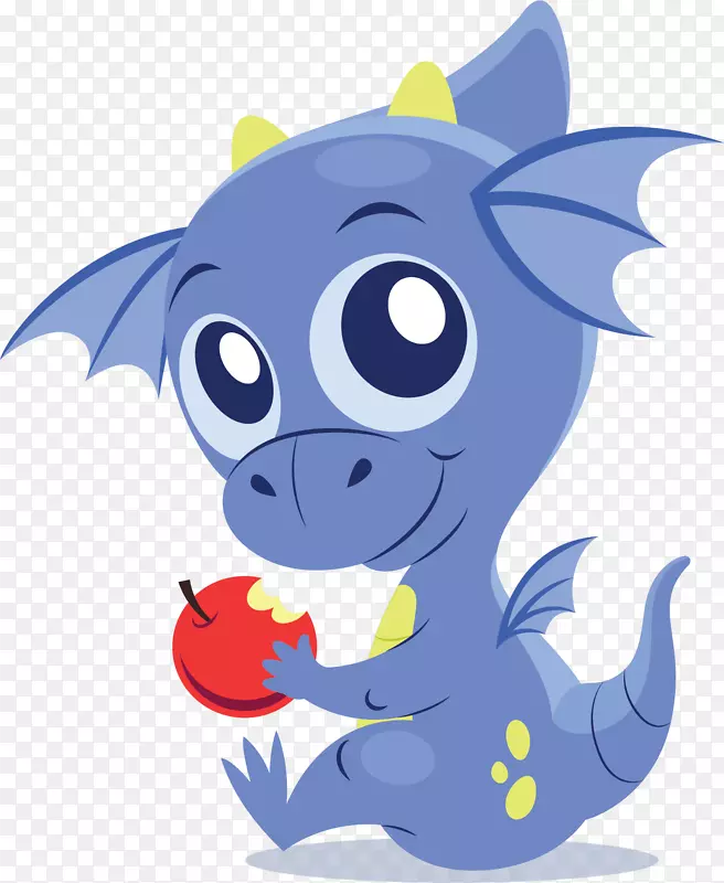 吃苹果的蓝色恐龙