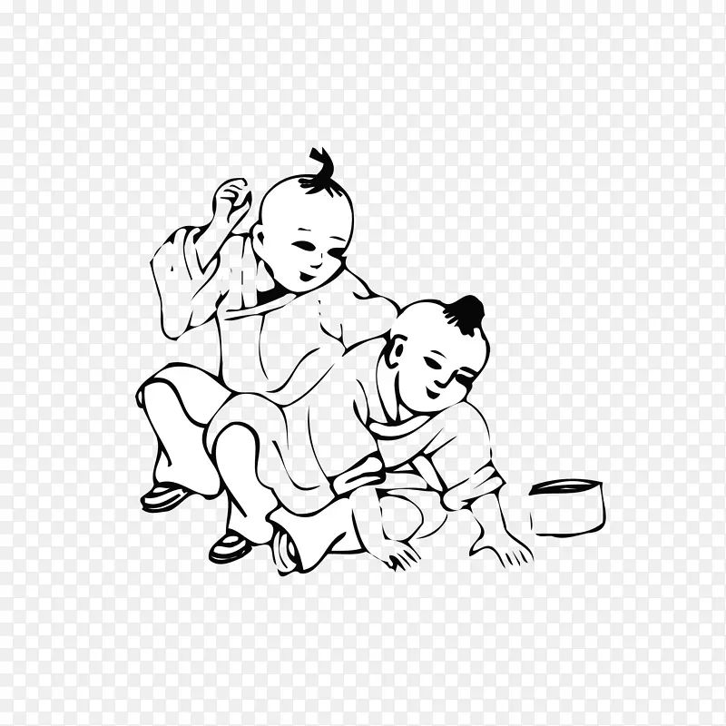 斗蛐蛐的孩子简笔画