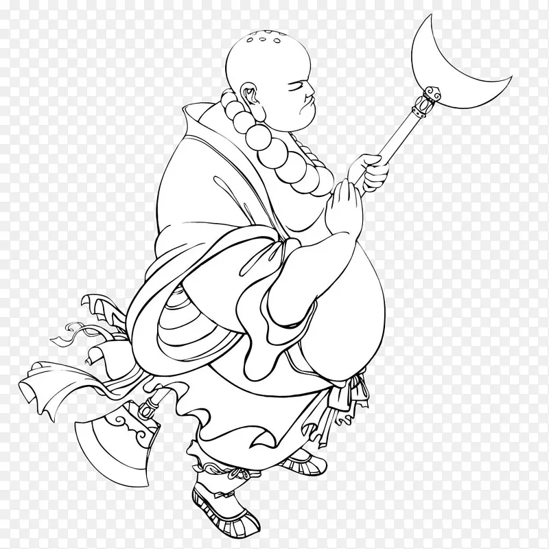 中国风简笔画鲁智深