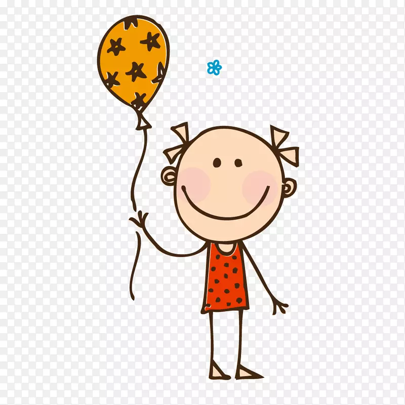 简笔画儿童画小女孩气球