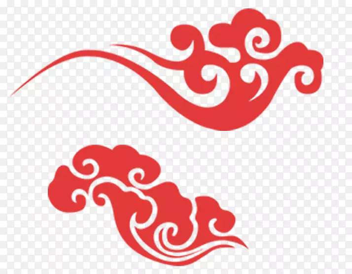 中国风红色简笔画祥云设计