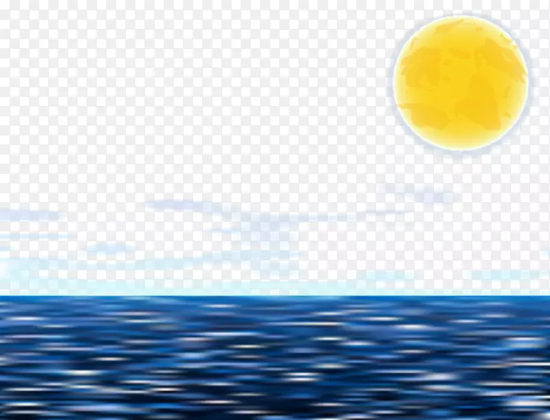 手绘海面太阳