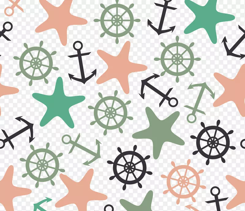 矢量星星和船锚和船舵