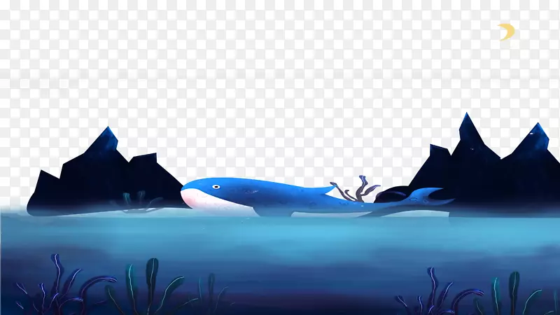 深蓝色大海鲸鱼插画